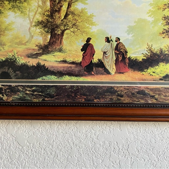 Vintage Dickson Way To Emmaus Wood Framed Print Jesus & Disciples 17.5”x 13.5” - Picture 9 of 14